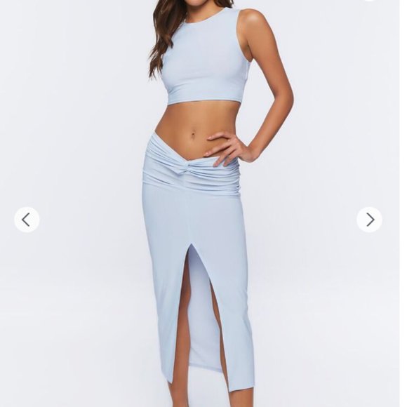 Slinky Crop Top & Midi Skirt Set - Picture 1 of 4